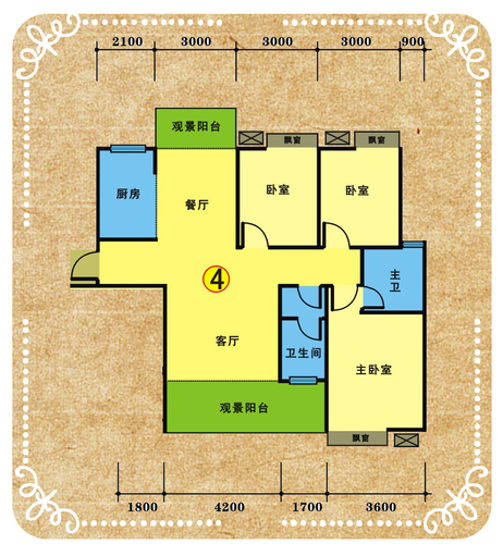 1栋129.8㎡三房两厅